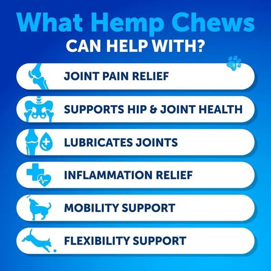 KFX-7531965 Hemp Infused Hip and Joint Support Chews for Dogs - Glucosamine, Chondroitin, Turmeric, Duck Flavor