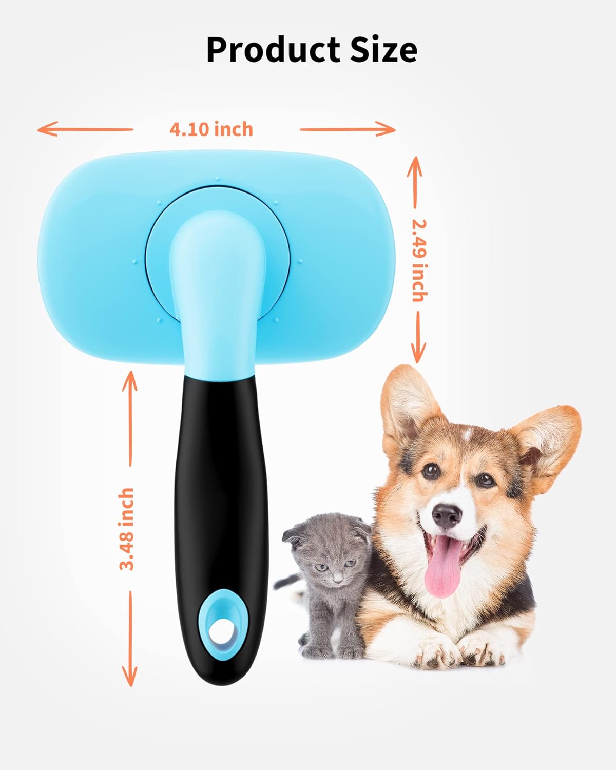 KFX-7533373 Pet Grooming Brush for Dogs and Cats - Stainless Steel Bristles, Comfort Grip Handle, Easy Cleaning, Long and Short Hair