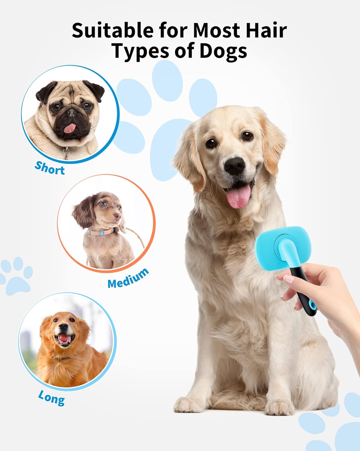 KFX-7533373 Pet Grooming Brush for Dogs and Cats - Stainless Steel Bristles, Comfort Grip Handle, Easy Cleaning, Long and Short Hair