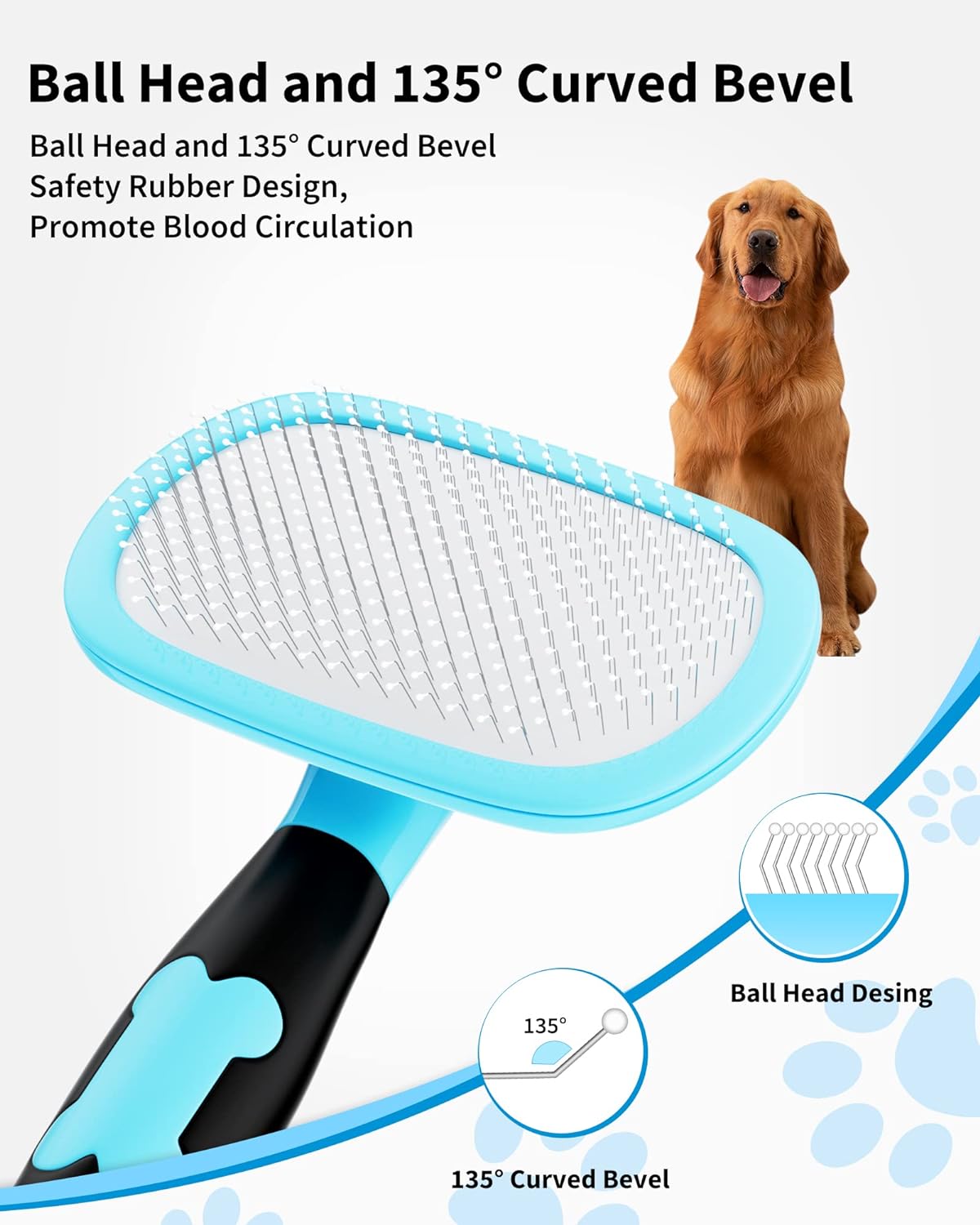 KFX-7533373 Pet Grooming Brush for Dogs and Cats - Stainless Steel Bristles, Comfort Grip Handle, Easy Cleaning, Long and Short Hair