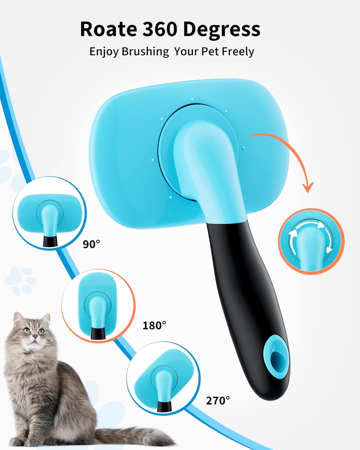 KFX-7533373 Pet Grooming Brush for Dogs and Cats - Stainless Steel Bristles, Comfort Grip Handle, Easy Cleaning, Long and Short Hair