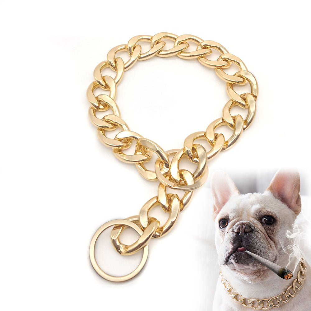 KFX-7533885 Stylish Metal Pet Necklace in Silver or Gold - Adjustable Sizes for Neck Circumferences Up to 50cm