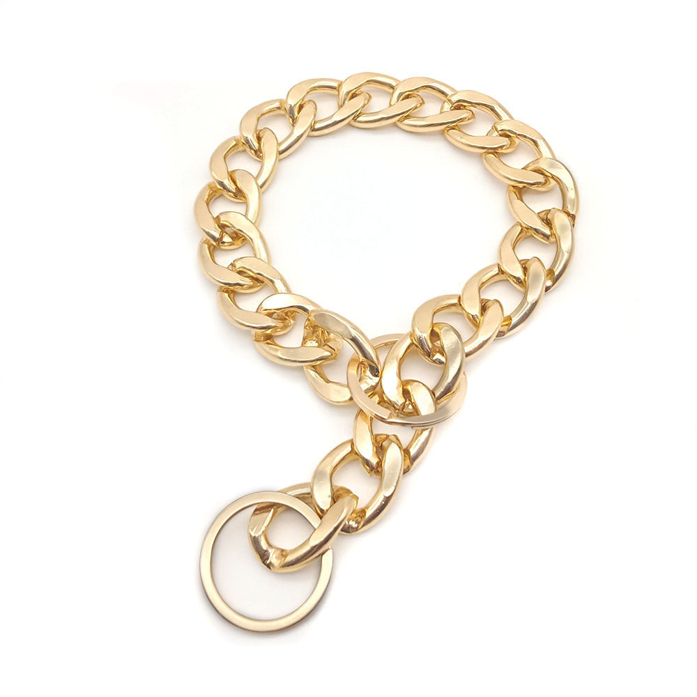 KFX-7533885 Stylish Metal Pet Necklace in Silver or Gold - Adjustable Sizes for Neck Circumferences Up to 50cm