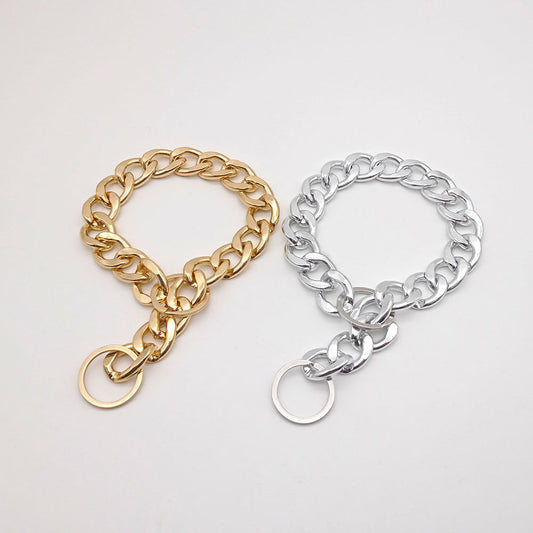 KFX-7533885 Stylish Metal Pet Necklace in Silver or Gold - Adjustable Sizes for Neck Circumferences Up to 50cm