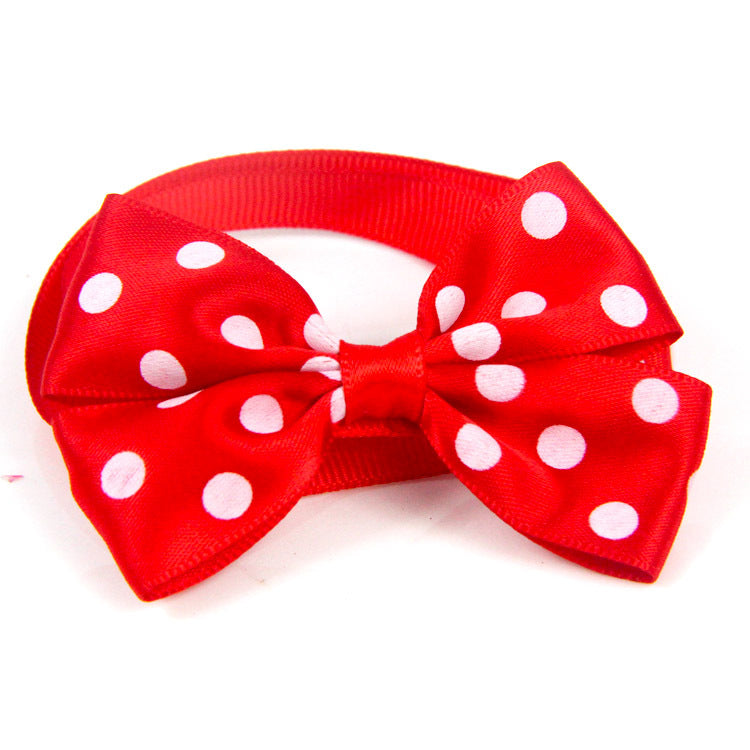 KFX-7534141 Adjustable 20-36CM Dot Bow Pet Accessory in 15 Color Options
