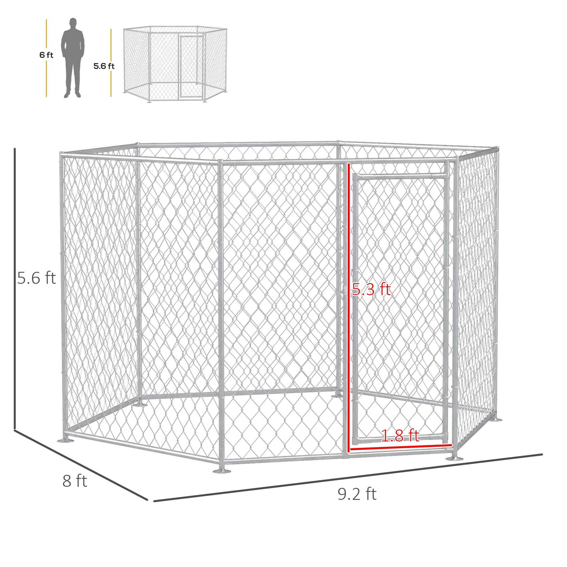 KFX-7535549 Outdoor Dog Kennel for Medium and Large Dogs with Lockable Walk-In Door and Spacious Design
