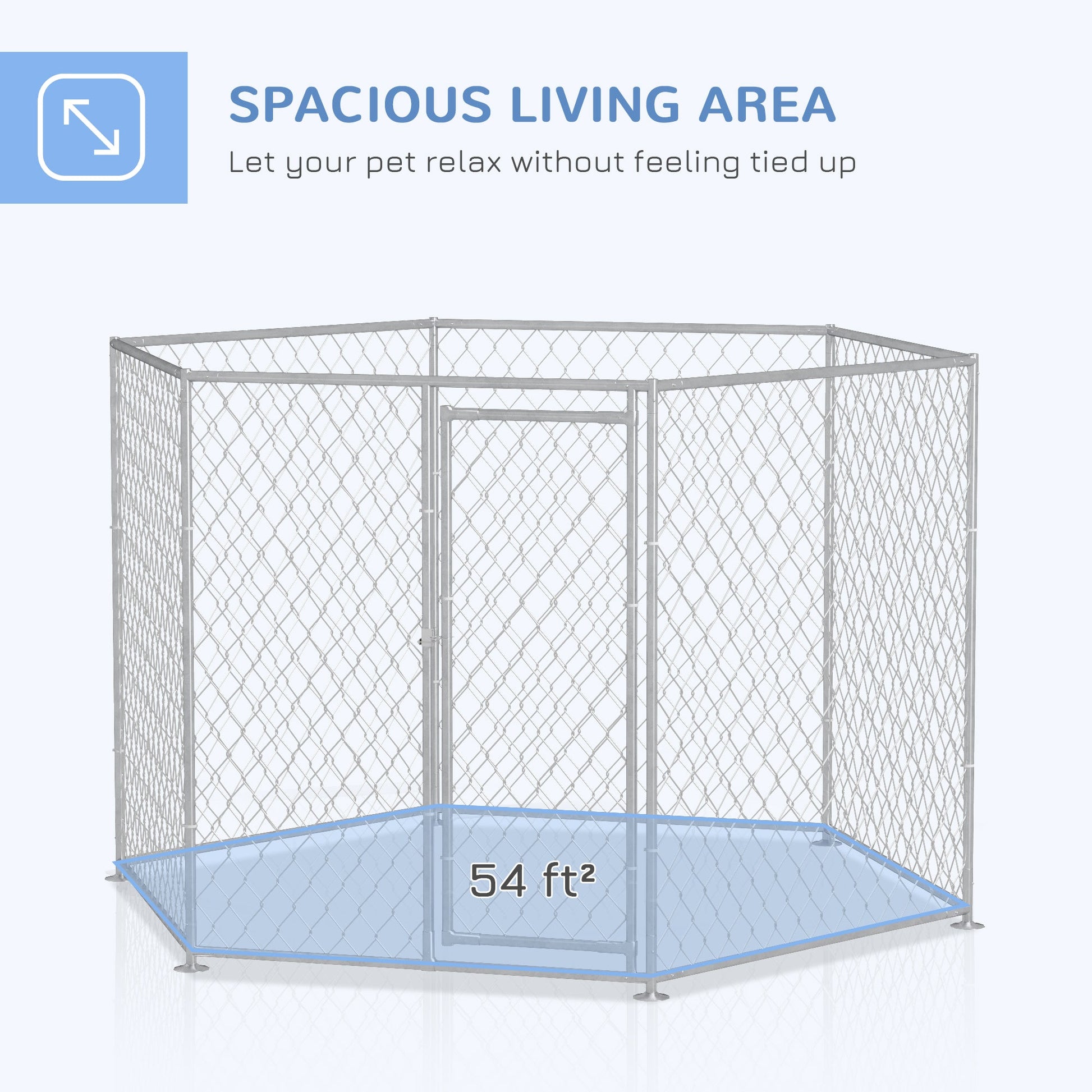 KFX-7535549 Outdoor Dog Kennel for Medium and Large Dogs with Lockable Walk-In Door and Spacious Design