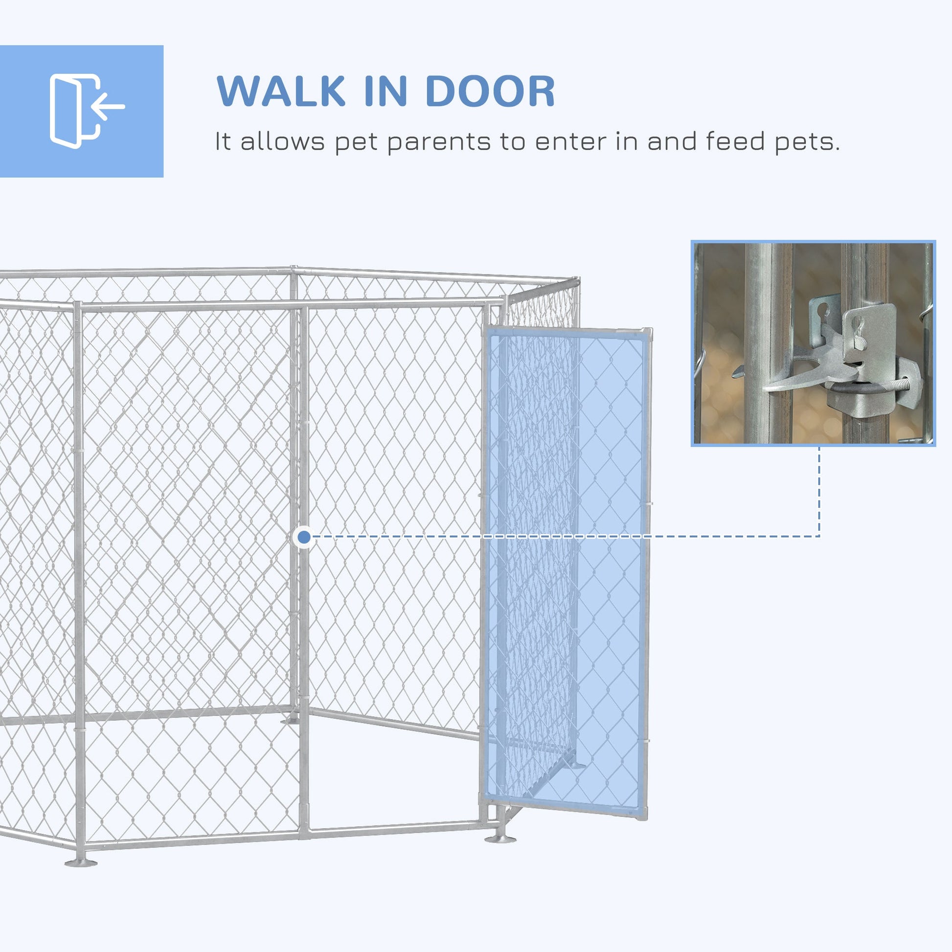 KFX-7535549 Outdoor Dog Kennel for Medium and Large Dogs with Lockable Walk-In Door and Spacious Design