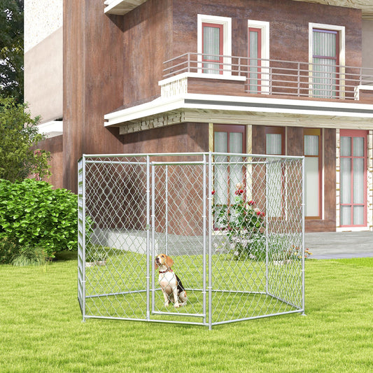 KFX-7535549 Outdoor Dog Kennel for Medium and Large Dogs with Lockable Walk-In Door and Spacious Design