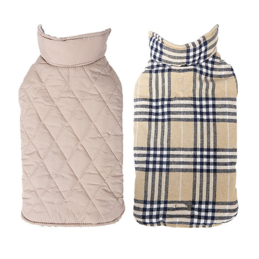 KFX-7536061 Reversible Waterproof Lattice Pet Dog Jacket – Stylish and Functional Dog Clothes in Multiple Colors and Sizes