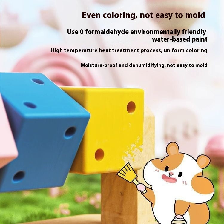 KFX-7536701 Wooden Rubik's Cube Hamster Toy for Small Pets - Ideal for Hamsters and Birds