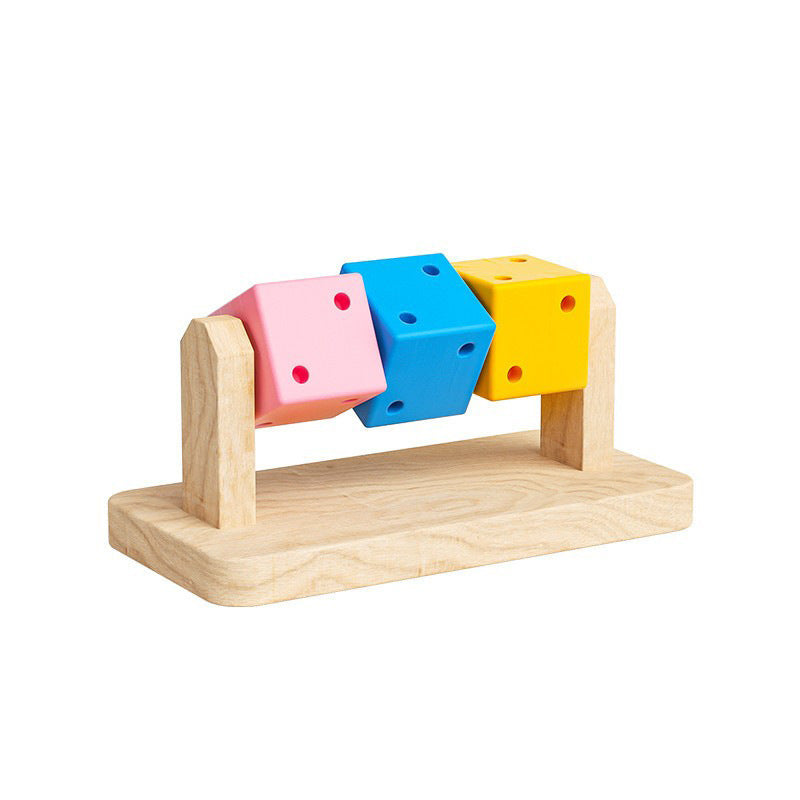 KFX-7536701 Wooden Rubik's Cube Hamster Toy for Small Pets - Ideal for Hamsters and Birds