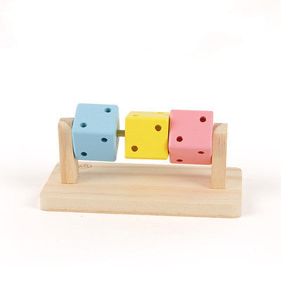 KFX-7536701 Wooden Rubik's Cube Hamster Toy for Small Pets - Ideal for Hamsters and Birds