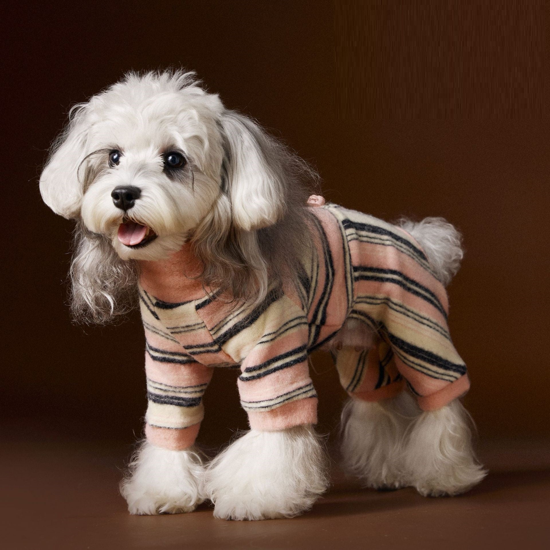 KFX-7537469 Striped Warm Sweater for Dogs - Perfect for Schnauzer, Teddy, Bichon, and Maltese - Various Sizes Available