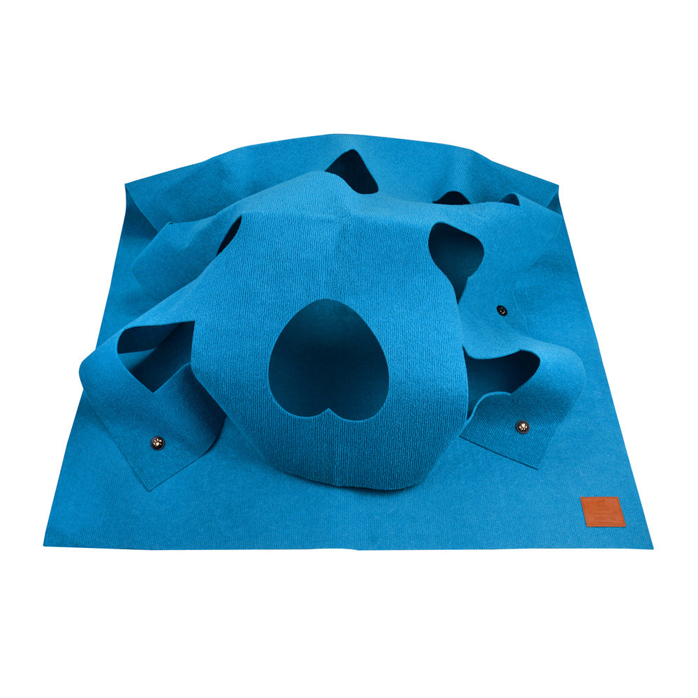 KFX-7538493 Cat Hole Blanket in Gray/Blue - Flame Retardant Polyester with Alloy Accents