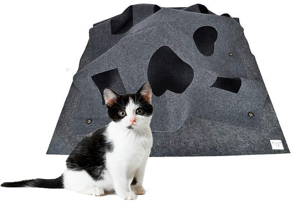 KFX-7538493 Cat Hole Blanket in Gray/Blue - Flame Retardant Polyester with Alloy Accents