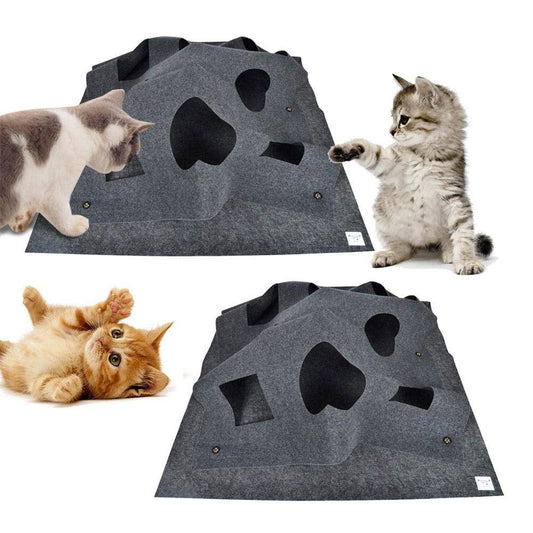 KFX-7538493 Cat Hole Blanket in Gray/Blue - Flame Retardant Polyester with Alloy Accents
