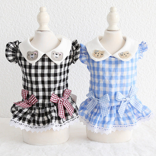 KFX-7539261 Plaid Skirt Collar for Dogs and Cats - Fashionable Cloth Accessory