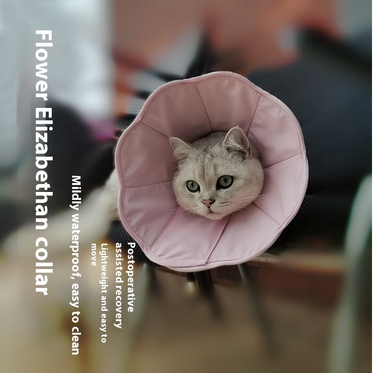 KFX-7539645 Pink and Green Pet Postoperative Wound Collar - Anti-Scratch and Licking, 1 Size S/M/L/XL