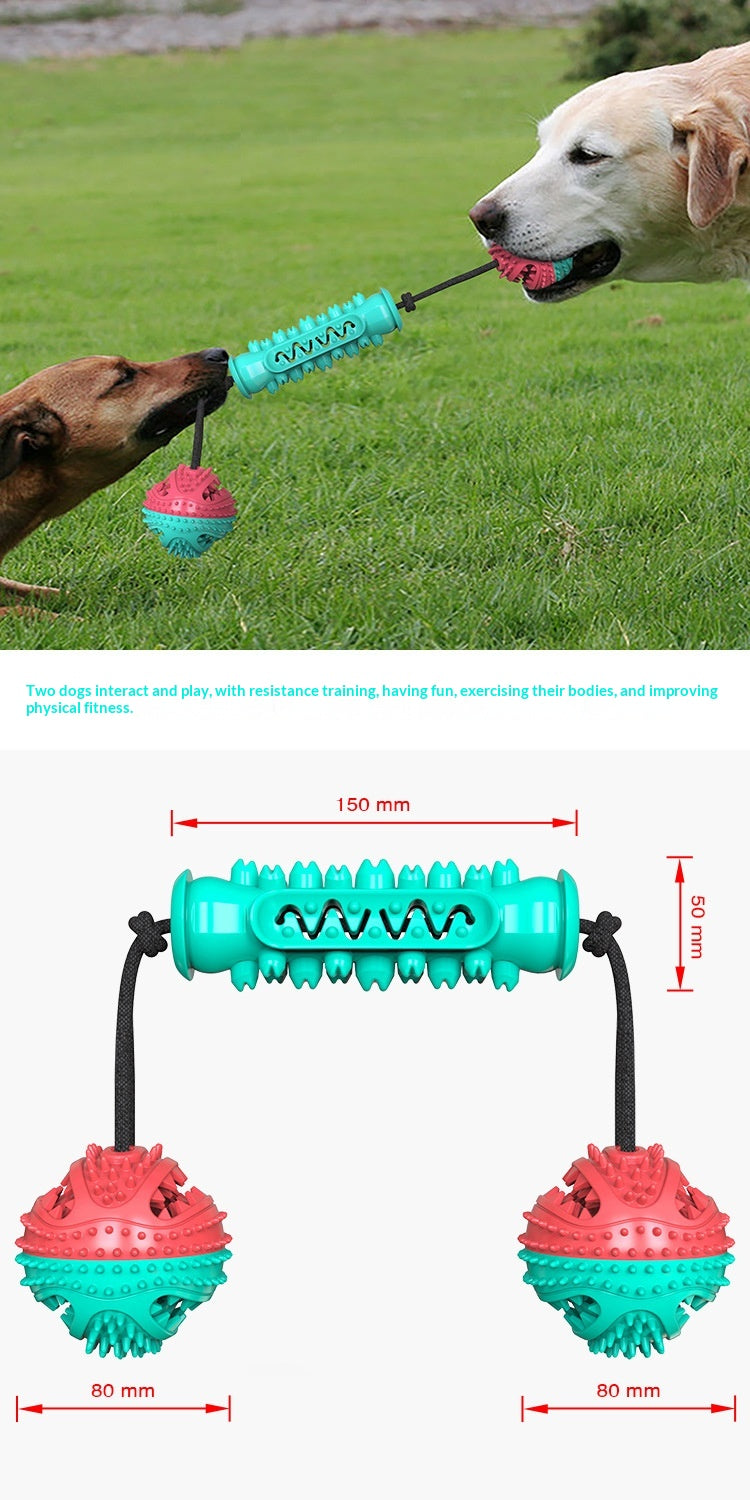 KFX-7540285 Durable TPR Chew Stick for Dogs - Teeth Cleaning Dumbbell Design in Red, Blue, and Green