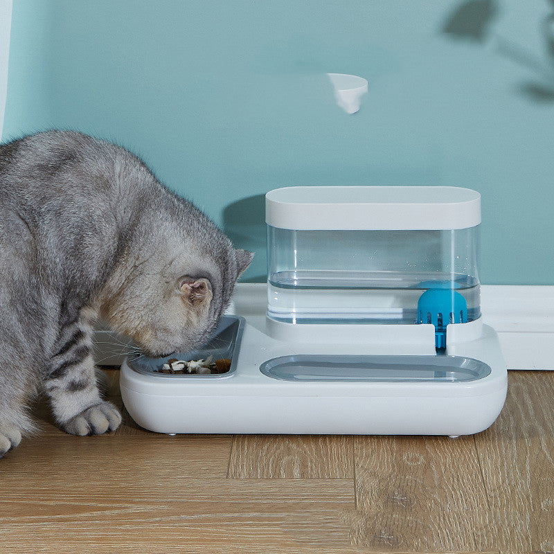 KFX-7543485 Automatic Cat Drinking Fountain and Feeding Bowl – Dual 1500ml Capacity in Starry Sky Blue or Snow Mountain White