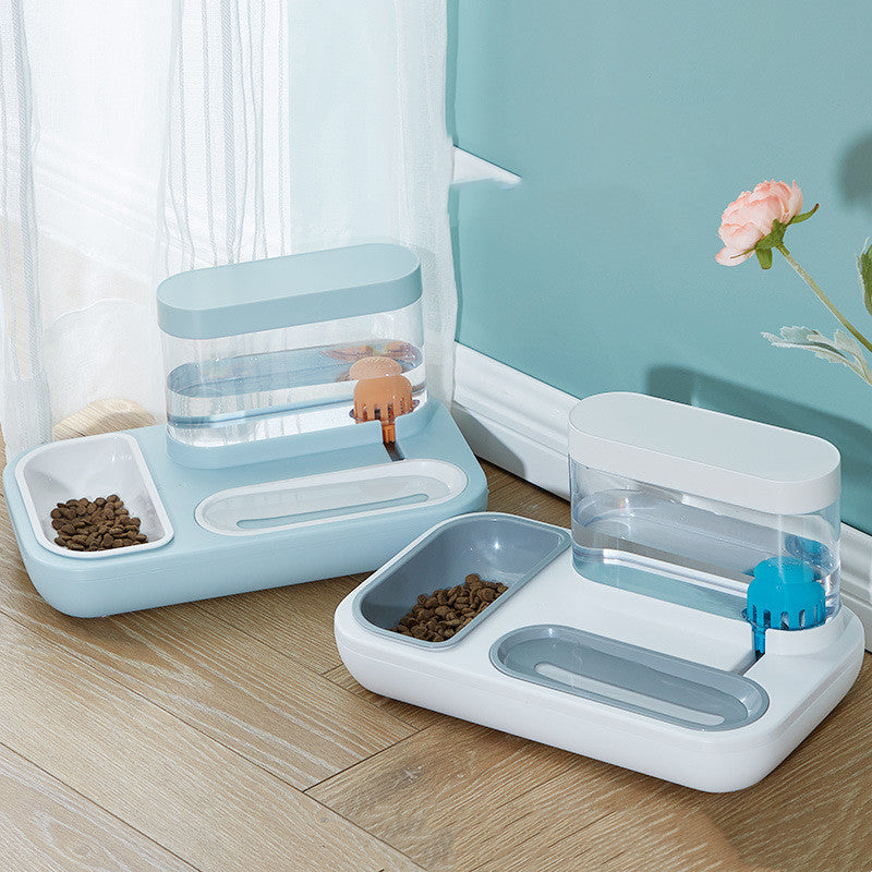 KFX-7543485 Automatic Cat Drinking Fountain and Feeding Bowl – Dual 1500ml Capacity in Starry Sky Blue or Snow Mountain White