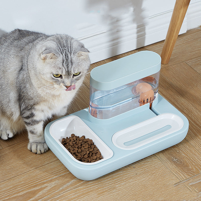 KFX-7543485 Automatic Cat Drinking Fountain and Feeding Bowl – Dual 1500ml Capacity in Starry Sky Blue or Snow Mountain White