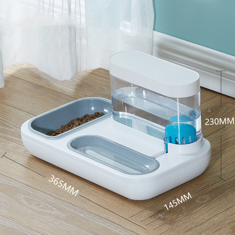 KFX-7543485 Automatic Cat Drinking Fountain and Feeding Bowl – Dual 1500ml Capacity in Starry Sky Blue or Snow Mountain White