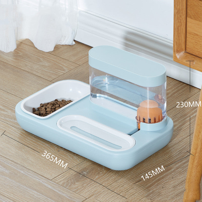 KFX-7543485 Automatic Cat Drinking Fountain and Feeding Bowl – Dual 1500ml Capacity in Starry Sky Blue or Snow Mountain White