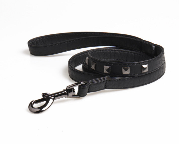 KFX-7546685 Adjustable Stylish Dog Vest with Studded Leather Leash, Black and Pink
