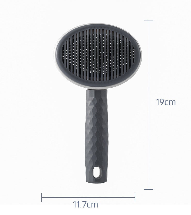 KFX-7548989 One-Click Pet Needle Comb for Dogs and Cats - Round Gray, Blue, Pink Options