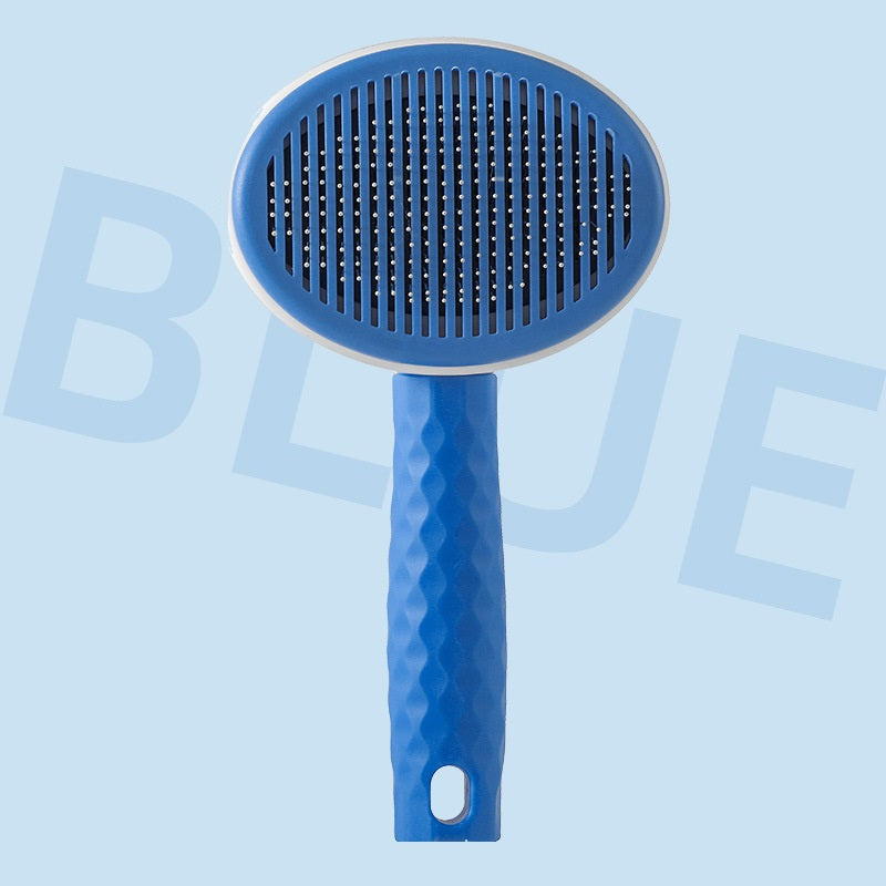 KFX-7548989 One-Click Pet Needle Comb for Dogs and Cats - Round Gray, Blue, Pink Options