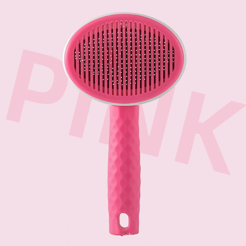 KFX-7548989 One-Click Pet Needle Comb for Dogs and Cats - Round Gray, Blue, Pink Options