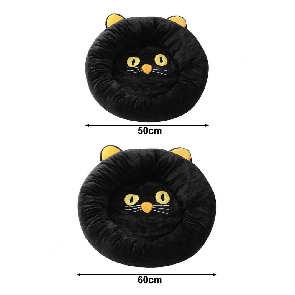 KFX-7550653 Cozy Black Cat-Shaped Pet Nest with Supportive Edges, Soft Velvet Material, Available in Two Sizes