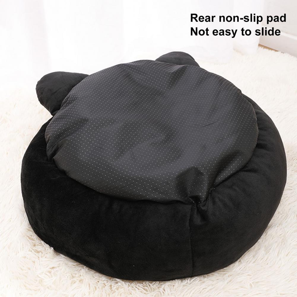 KFX-7550653 Cozy Black Cat-Shaped Pet Nest with Supportive Edges, Soft Velvet Material, Available in Two Sizes