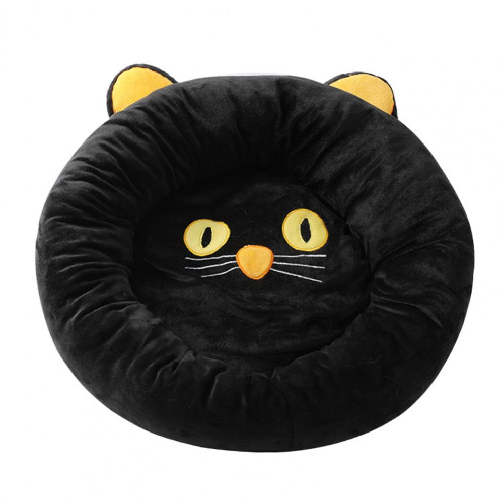 KFX-7550653 Cozy Black Cat-Shaped Pet Nest with Supportive Edges, Soft Velvet Material, Available in Two Sizes