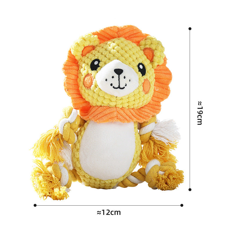 KFX-7552829 Interactive Plush Dog Toy for Molar Teeth Cleaning - Long Lion, Elephant, Wolf, Monkey, Rhinoceros & More