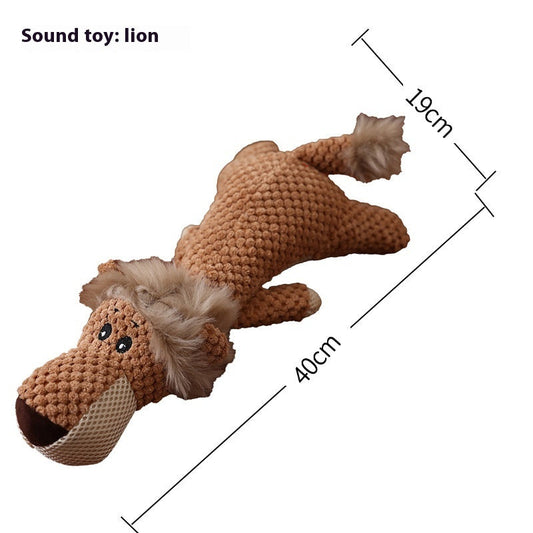 KFX-7552829 Interactive Plush Dog Toy for Molar Teeth Cleaning - Long Lion, Elephant, Wolf, Monkey, Rhinoceros & More