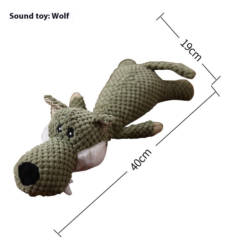 KFX-7552829 Interactive Plush Dog Toy for Molar Teeth Cleaning - Long Lion, Elephant, Wolf, Monkey, Rhinoceros & More