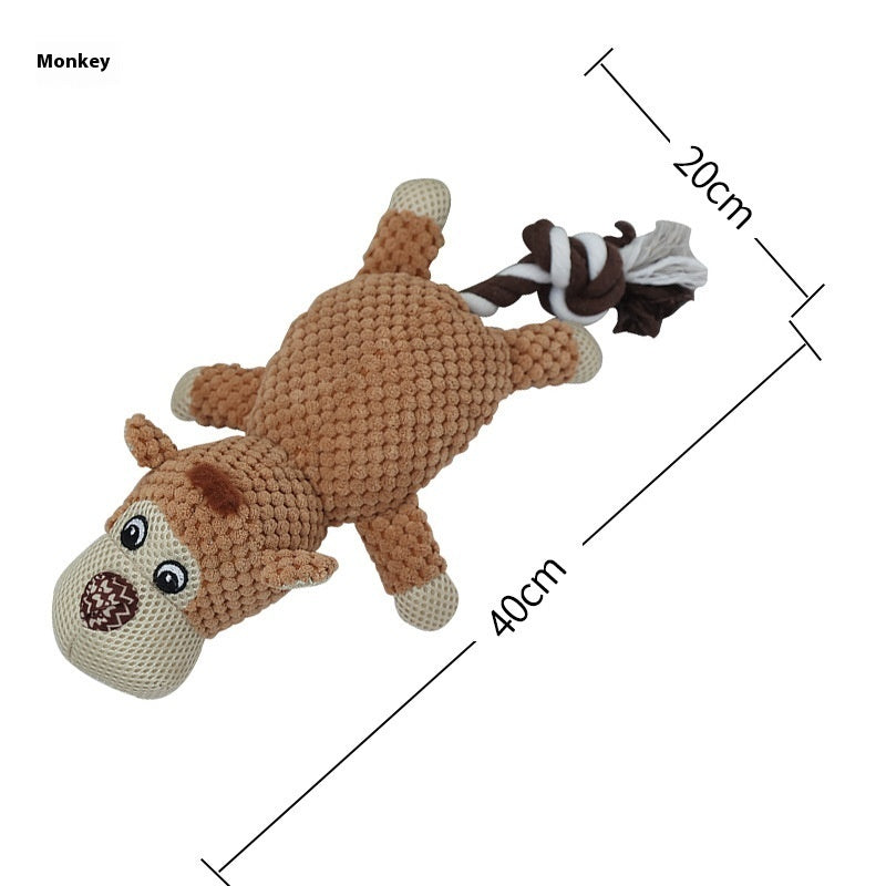 KFX-7552829 Interactive Plush Dog Toy for Molar Teeth Cleaning - Long Lion, Elephant, Wolf, Monkey, Rhinoceros & More