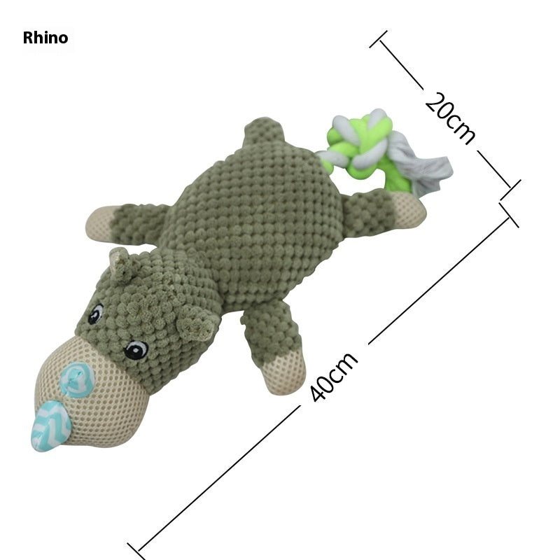 KFX-7552829 Interactive Plush Dog Toy for Molar Teeth Cleaning - Long Lion, Elephant, Wolf, Monkey, Rhinoceros & More