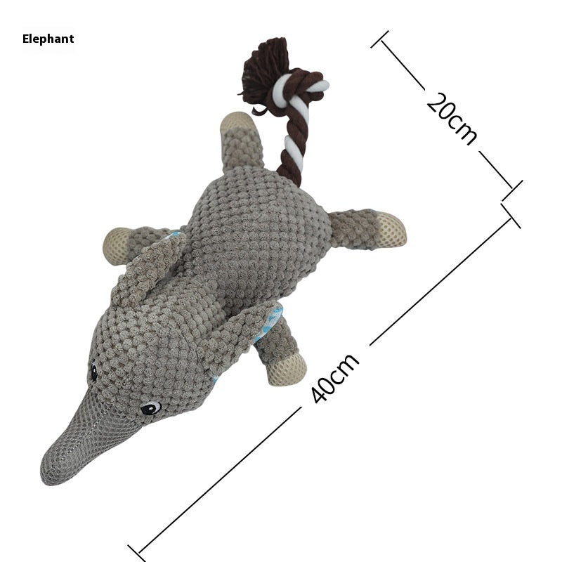 KFX-7552829 Interactive Plush Dog Toy for Molar Teeth Cleaning - Long Lion, Elephant, Wolf, Monkey, Rhinoceros & More
