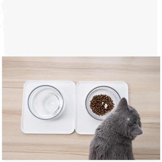 KFX-7553341 Anti-Spill and Anti-Tip Pet Bowl with Inclined Design - 440ML Water & 400ML Food Bowls