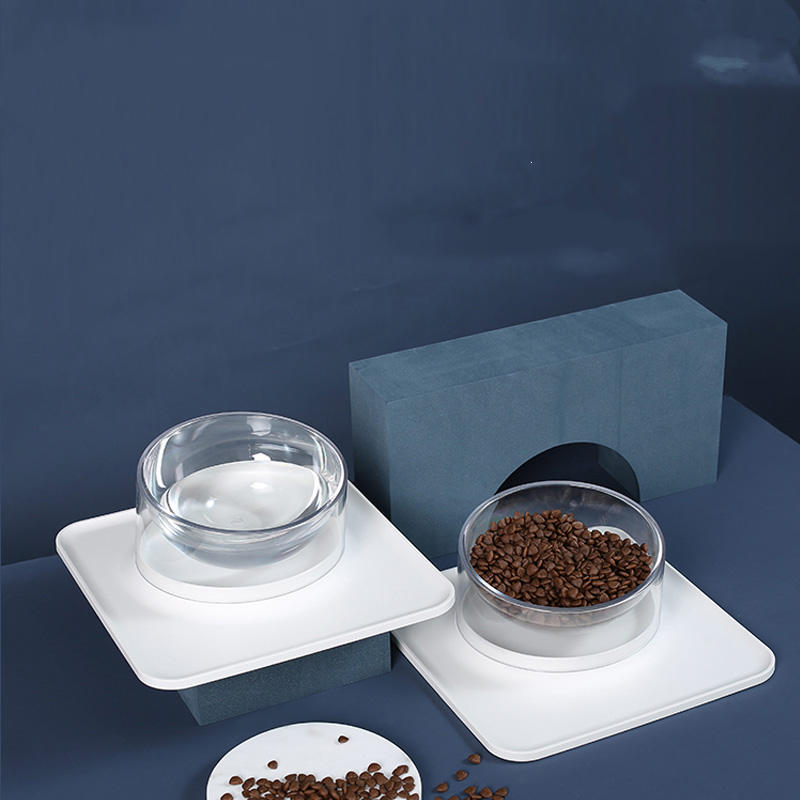 KFX-7553341 Anti-Spill and Anti-Tip Pet Bowl with Inclined Design - 440ML Water & 400ML Food Bowls