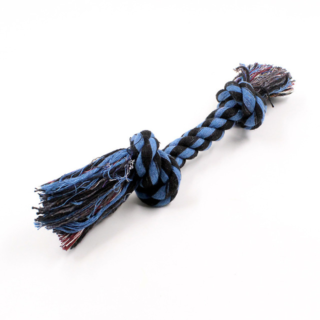 KFX-7553981 Cotton Rope Knot Dog Toy - Double-Section Durable Chew Plaything in Random Colors