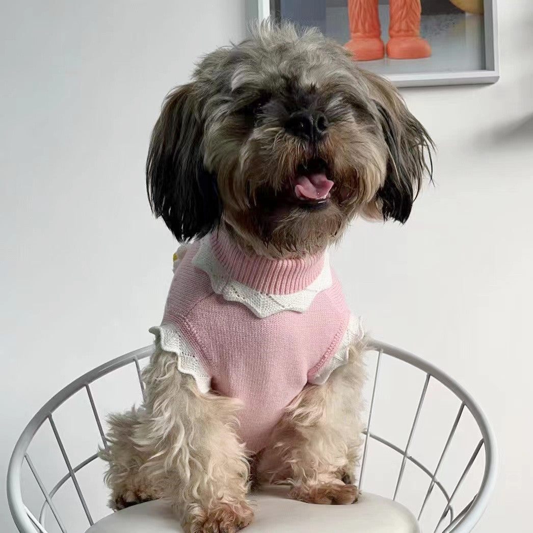 KFX-7558589 Cozy Flower Blossom Sweater for Dogs and Cats - Autumn & Winter Pet Wear