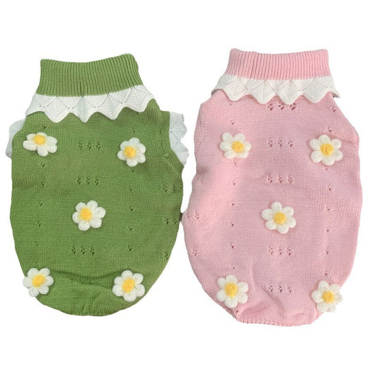 KFX-7558589 Cozy Flower Blossom Sweater for Dogs and Cats - Autumn & Winter Pet Wear