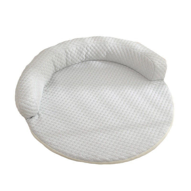 KFX-7560765 Cool Summer Breathable Pet Mat - Available in Round Blue, Beige, Pink, Green, and Gray (50CM to 110CM)