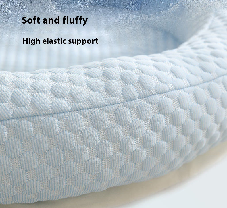 KFX-7560765 Cool Summer Breathable Pet Mat - Available in Round Blue, Beige, Pink, Green, and Gray (50CM to 110CM)