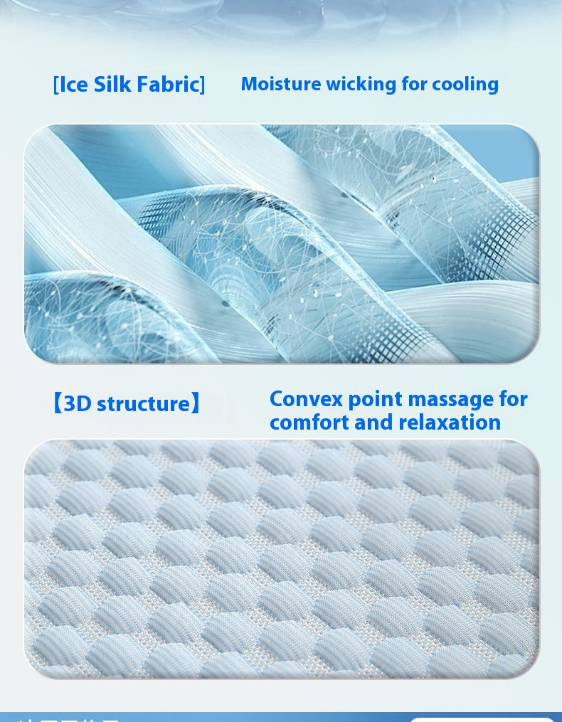 KFX-7560765 Cool Summer Breathable Pet Mat - Available in Round Blue, Beige, Pink, Green, and Gray (50CM to 110CM)